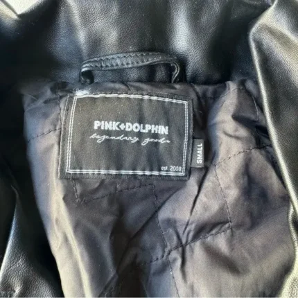 NWT PINK DOLPHIN BLACK LEATHER JACKET SZ SMALL S