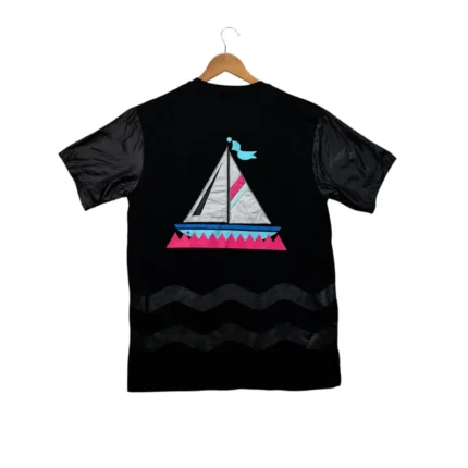 Pink + Dolphin Cotton Black T Shirt Sailboat Designer Tee L