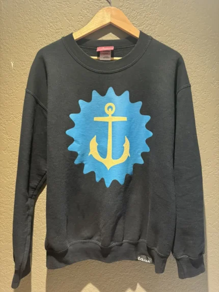 Pink Dolphin Anchor Crewneck Blue/Yellow Medium