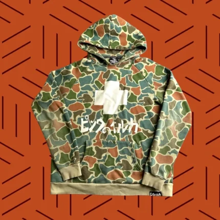 Pink Dolphin Hoodie Mens XL Multicolor Camo Pullover Fleece Graphic